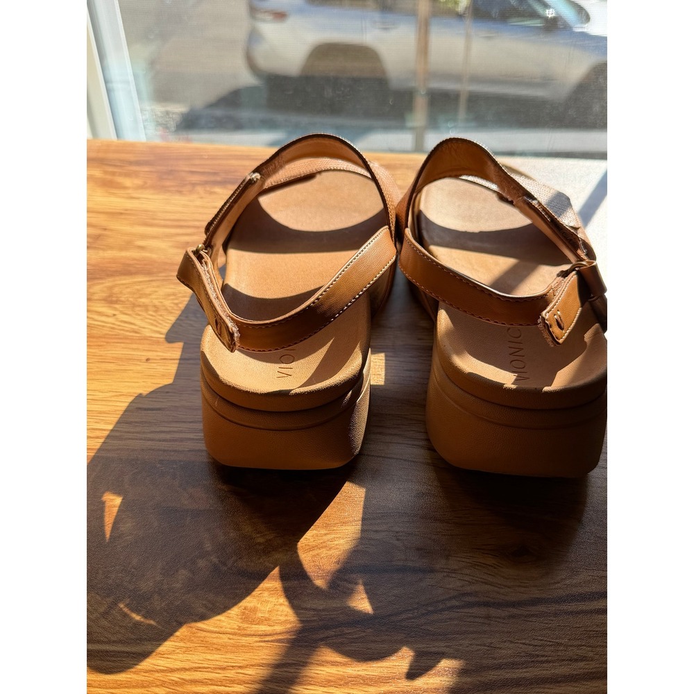 Vionic Fay Tan Woven Platform Sandals Women's 9.5 Wide Orthotic Comfort Brown - Picture 6 of 8